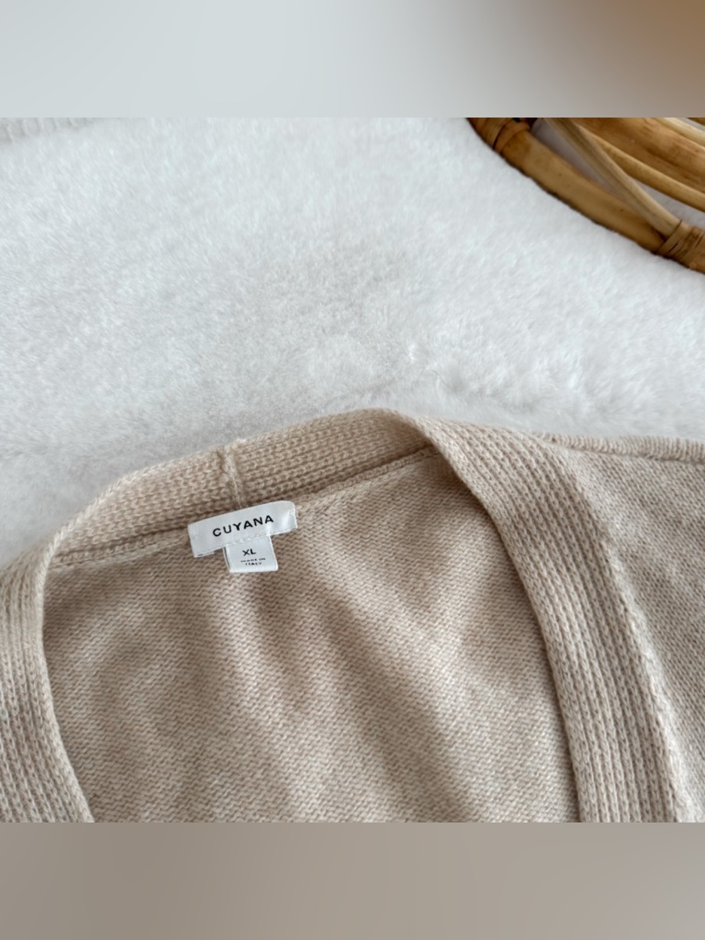 Cuyana Cashmere Wrap Sweater Cardigan in Tan Cream - Picture 10 of 14
